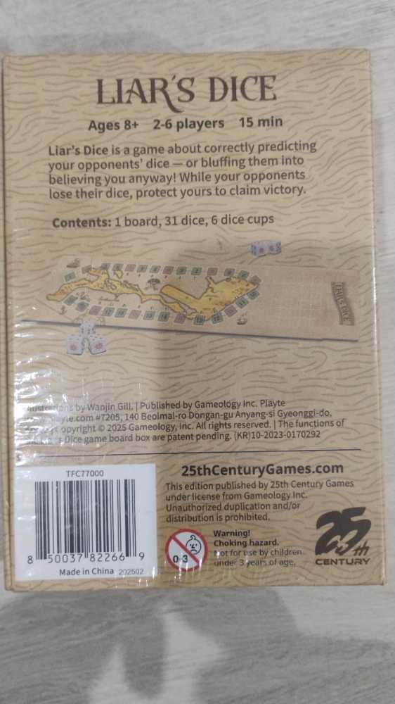 LIAR’S DICE  (6) board game collectible [Barcode 850037822669] - Main Image 2