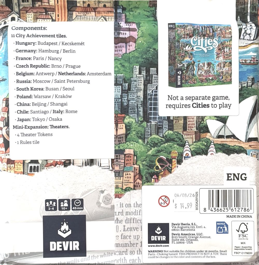 Cities: City Achievement Boards & Theaters  (4) board game collectible [Barcode 8436625612786] - Main Image 2