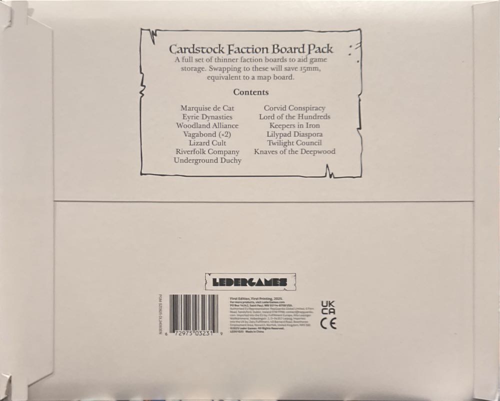 Root: Cardstock Faction Board Pack  board game collectible [Barcode 672975032319] - Main Image 2