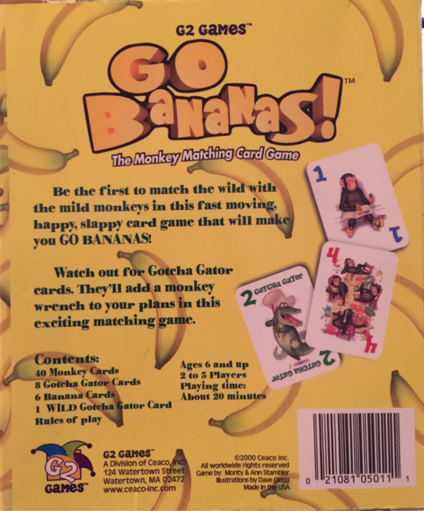 Go Bananas Matching Game  (5) board game collectible [Barcode 021081050111] - Main Image 2
