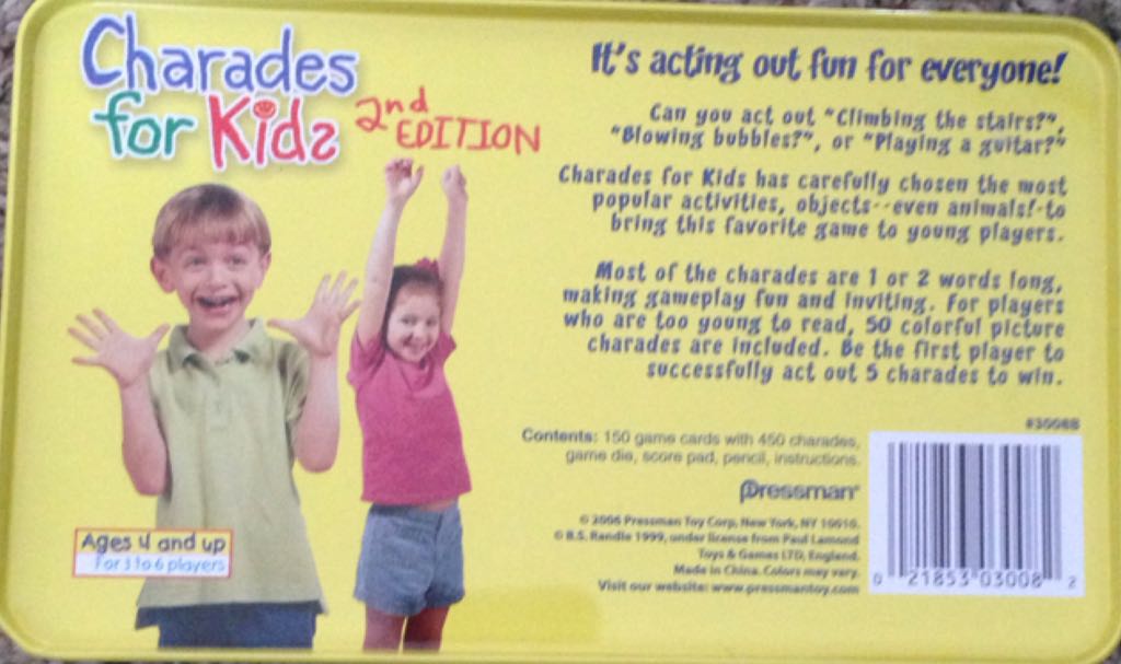 Best Of Charades For Kids, The  (3-6) board game collectible [Barcode 021853030082] - Main Image 2