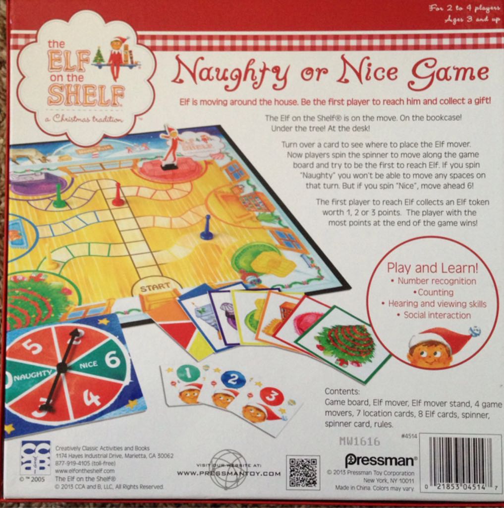 The Elf On The Shelf Naught Or Nice Game  (2-4) board game collectible [Barcode 021853045147] - Main Image 2
