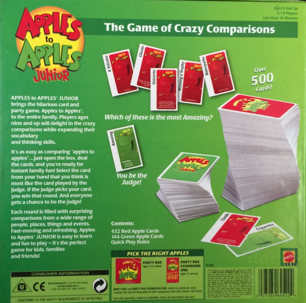 Apples To Apples: Junior  (4-10) board game collectible [Barcode 027084645224] - Main Image 2