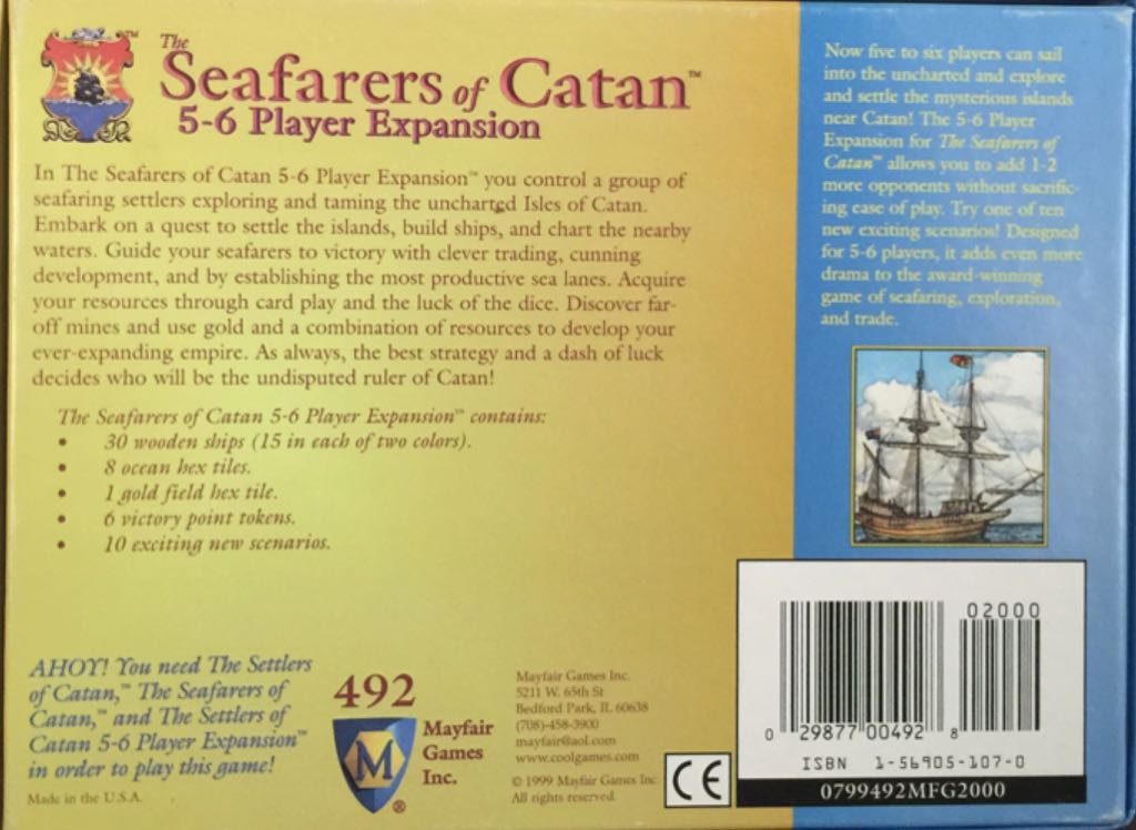 Catan: The Seafarers Of Catan 5-6 Player Expansion  (5 - 6) board game collectible [Barcode 029877004928] - Main Image 2