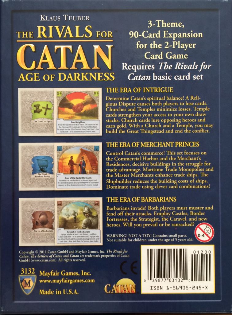 Catan, The Rivals For, Age Of Darkness  (2) board game collectible [Barcode 029877031320] - Main Image 2