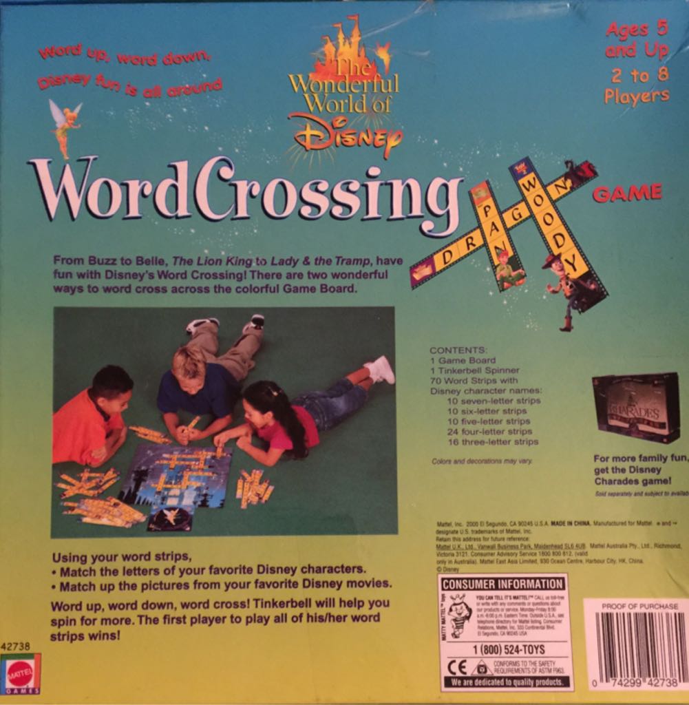 Disney Word Crossing Game  (2-8) board game collectible [Barcode 074299427381] - Main Image 2