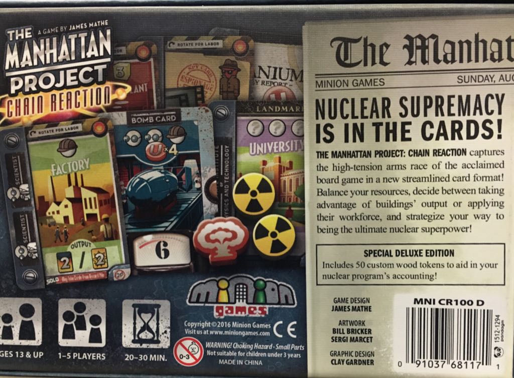 Manhattan Project, The: Chain Reaction  (1-5) board game collectible [Barcode 091037681171] - Main Image 2