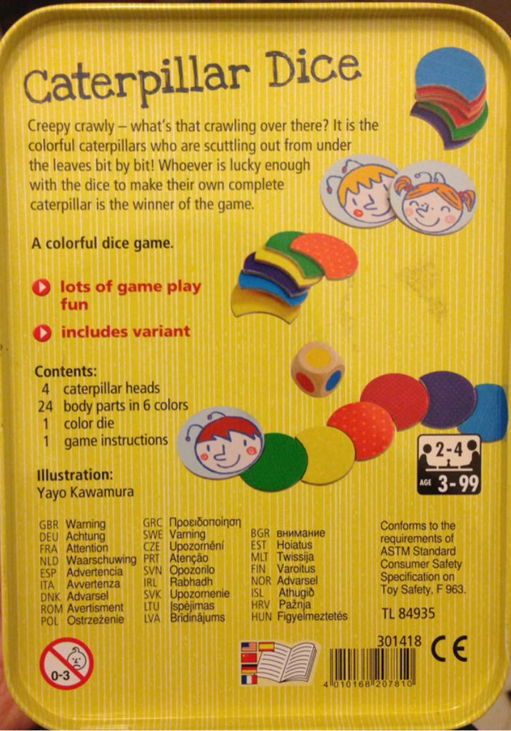 HABA Caterpillar Dice - A Simple Travel Game in Storage Tin  (2-4) board game collectible [Barcode 4010168207810] - Main Image 2