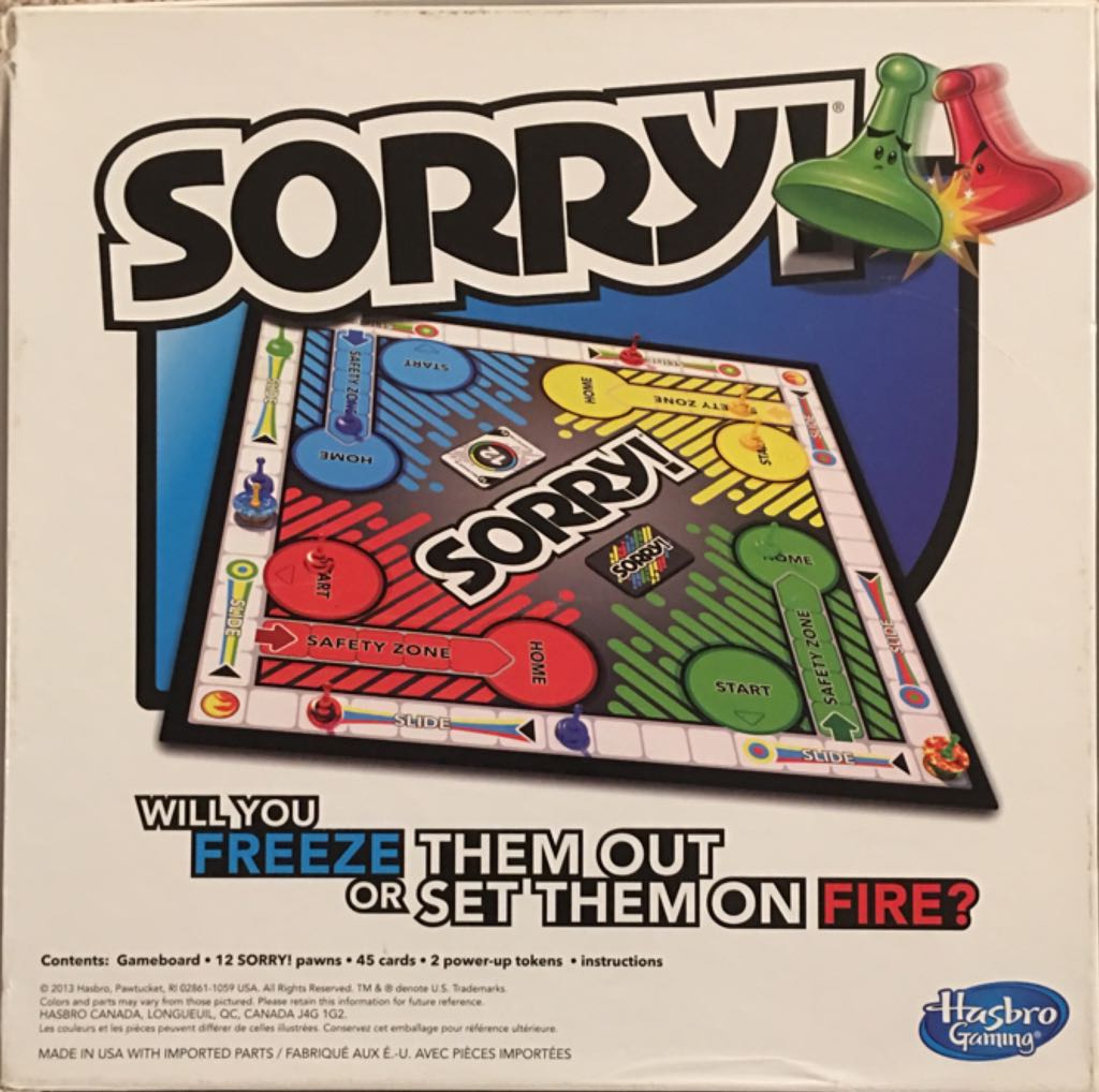 Sorry! with Fire &amp; Ice Power-ups  (2-4) board game collectible [Barcode 653569904113] - Main Image 2