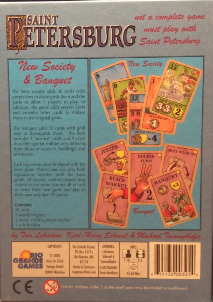 Saint Petersburg New Society & Banquet Expansion  (2-5) board game collectible [Barcode 655132003254] - Main Image 2