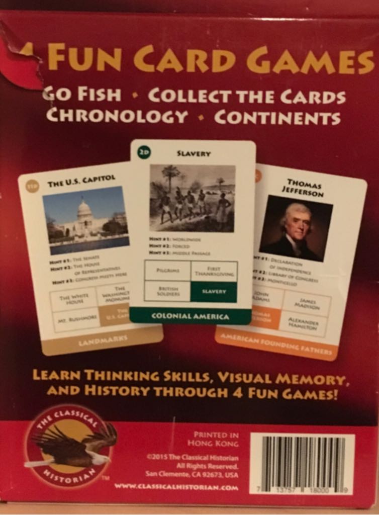 American History Go Fish Game  board game collectible [Barcode 713757180009] - Main Image 2