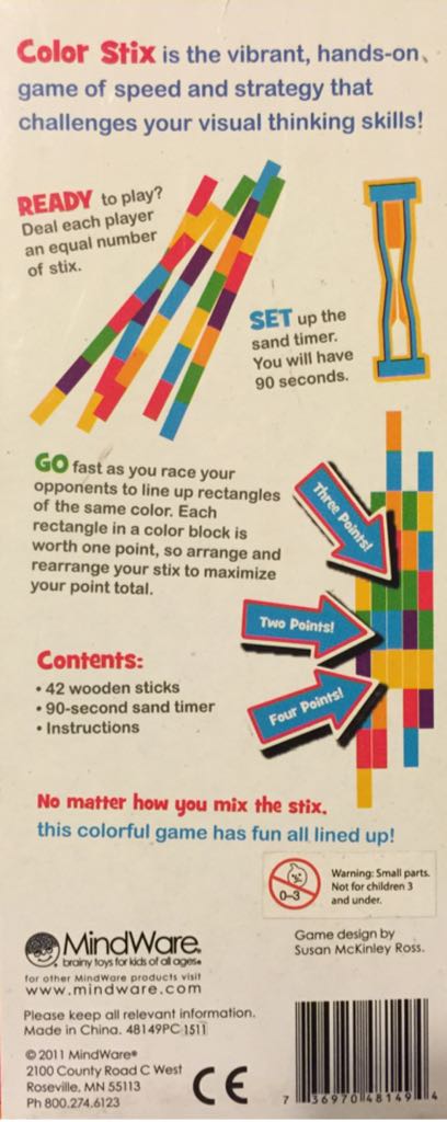 Color Stix  (6) board game collectible [Barcode 736970481494] - Main Image 2
