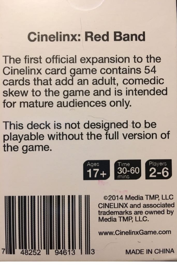 Cinelinx Red Band  (2-6) board game collectible [Barcode 748252946133] - Main Image 2