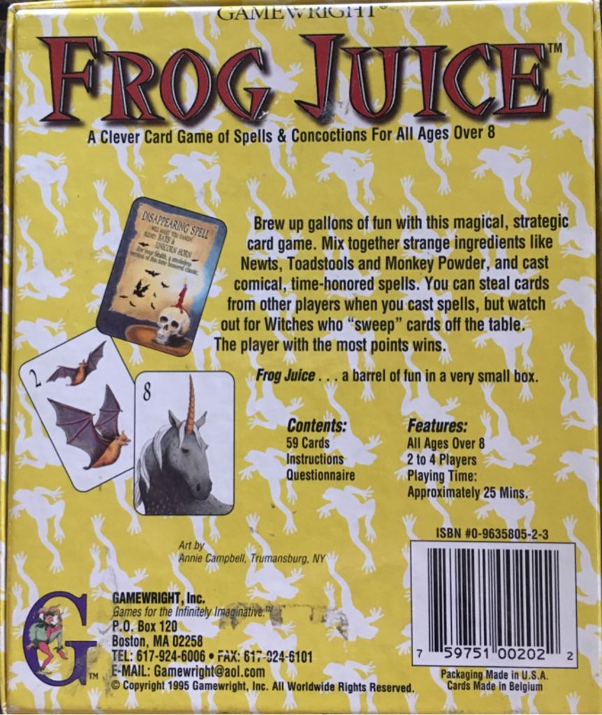 Frog Juice  (2 To 4) board game collectible [Barcode 759751002022] - Main Image 2