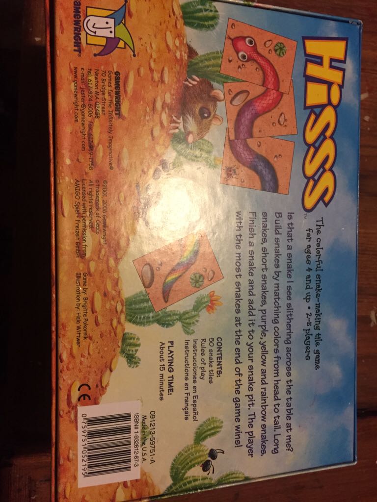 Hisss  (2-5) board game collectible [Barcode 759751052195] - Main Image 2