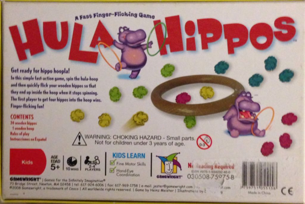 Hula Hippos   (2-4) board game collectible [Barcode 759751055158] - Main Image 2