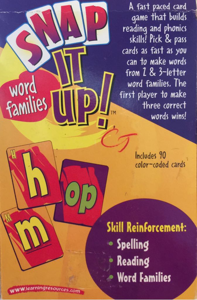 Snap It Up Word Families  (8) board game collectible [Barcode 765023030433] - Main Image 2