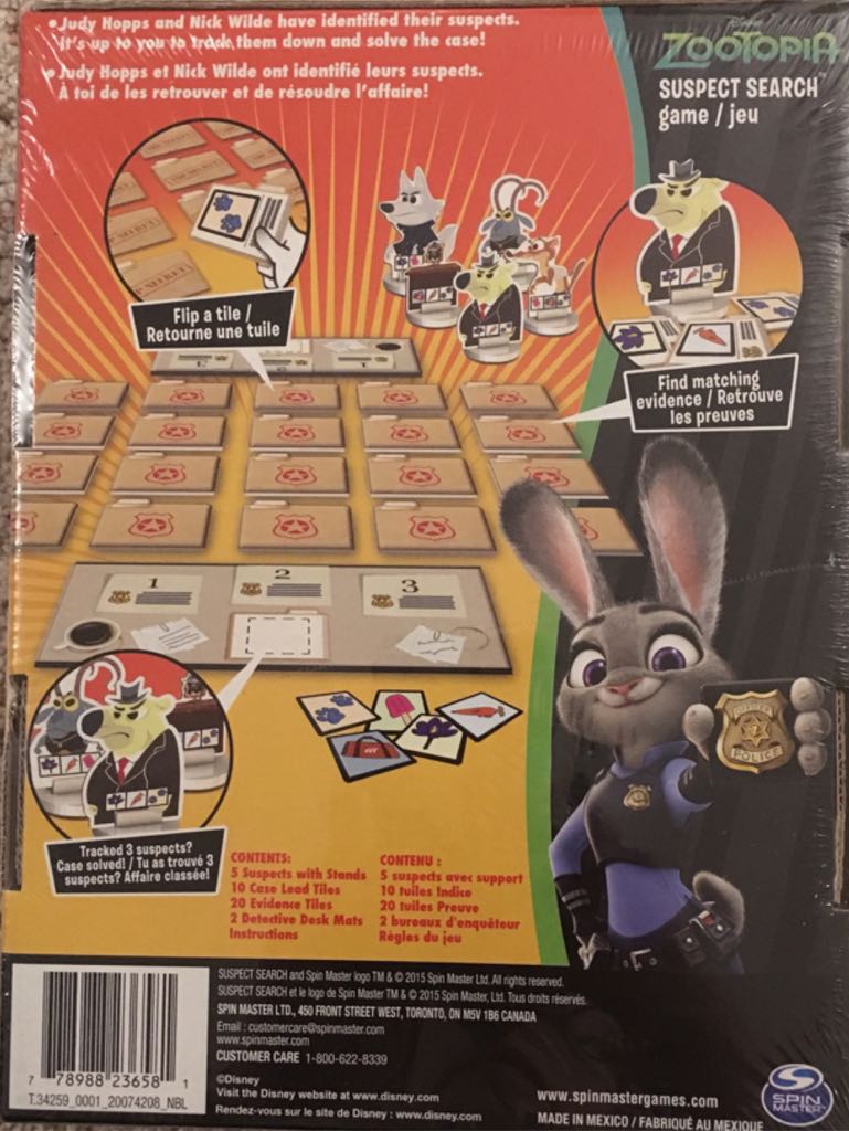 ZooTopia Suspect Search  (2) board game collectible [Barcode 778988236581] - Main Image 2