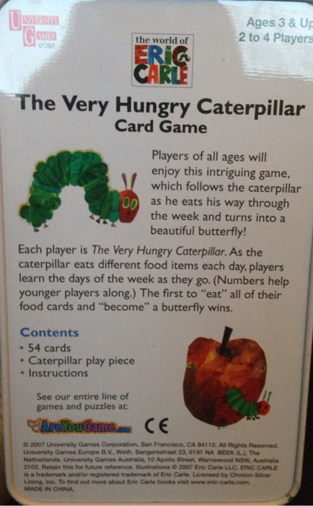 The Very Hungry Caterpillar Card Game  (2-4) board game collectible [Barcode 794764012675] - Main Image 2