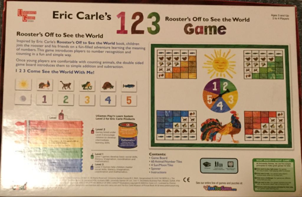 Eric Carle’s 1 2 3 Rooster’s Off To See The World Game  (2-4) board game collectible [Barcode 794764012934] - Main Image 2