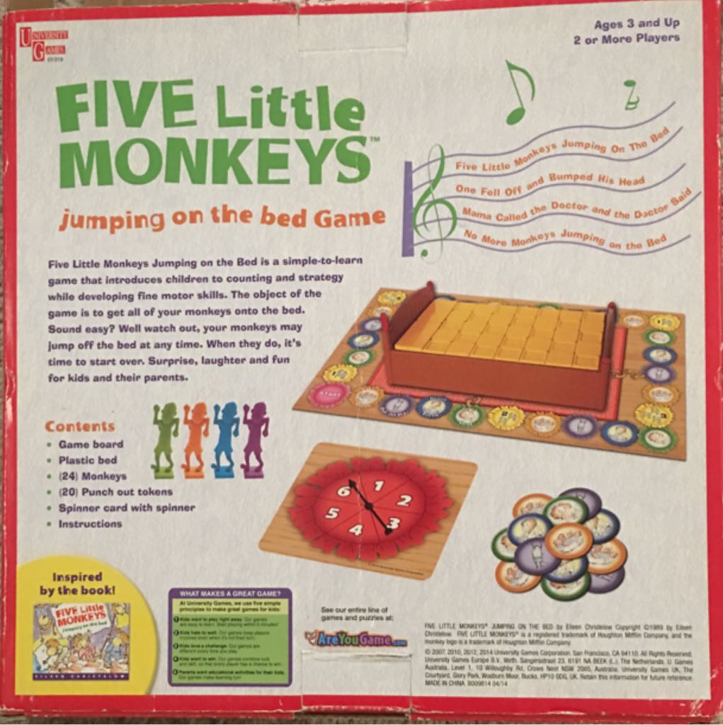 Five Little Monkeys Jumping On The Bed  (2-4) board game collectible [Barcode 794764013191] - Main Image 2