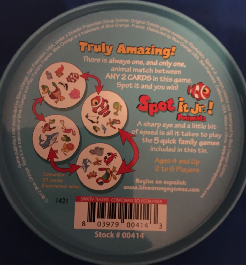 Spot It Jr.: Animals  (2-6) board game collectible [Barcode 803979004143] - Main Image 2