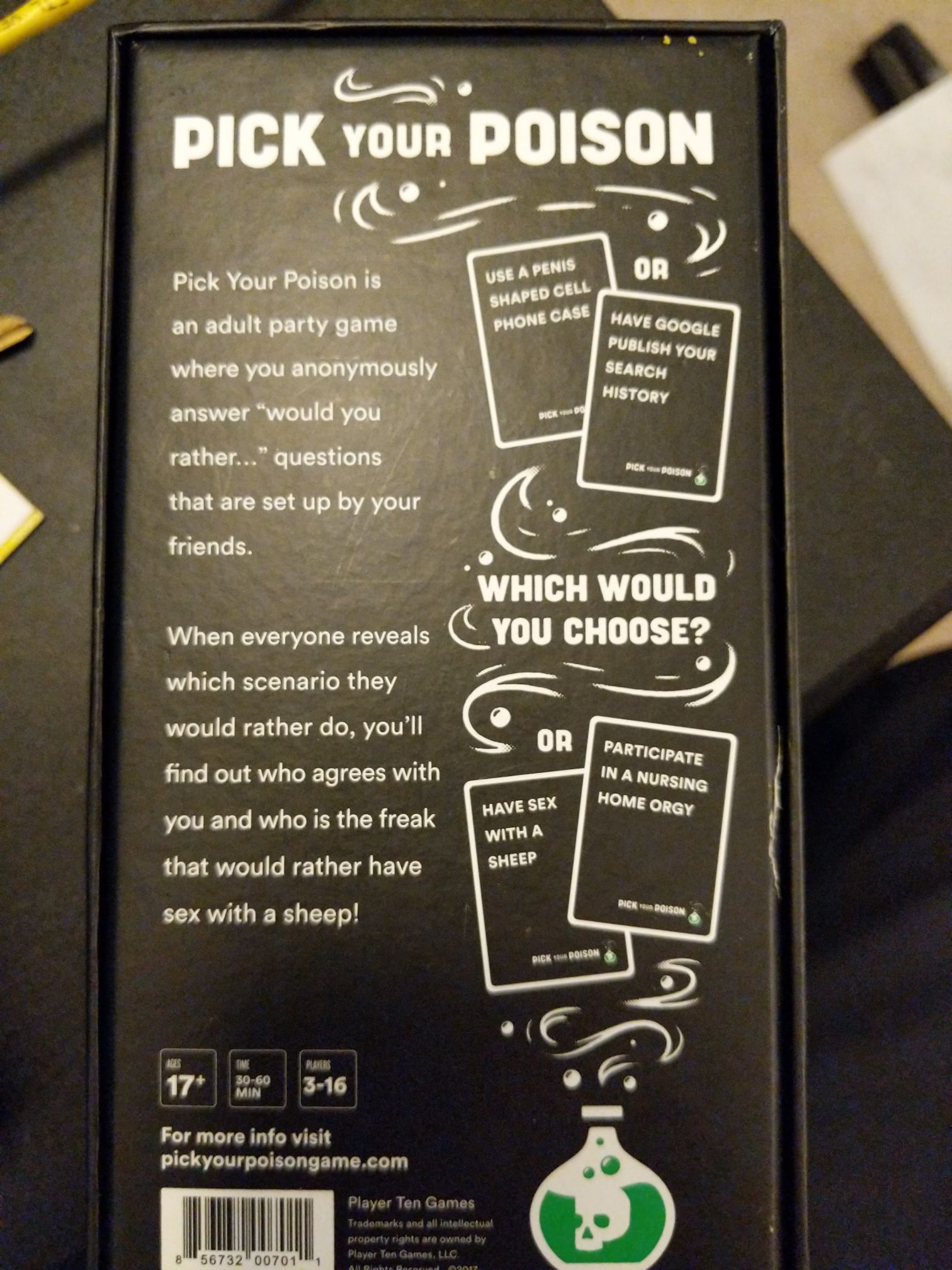 Pick Your Poison (NSFW Edition)  (3 - 16 Players) board game collectible [Barcode 856732007011] - Main Image 2