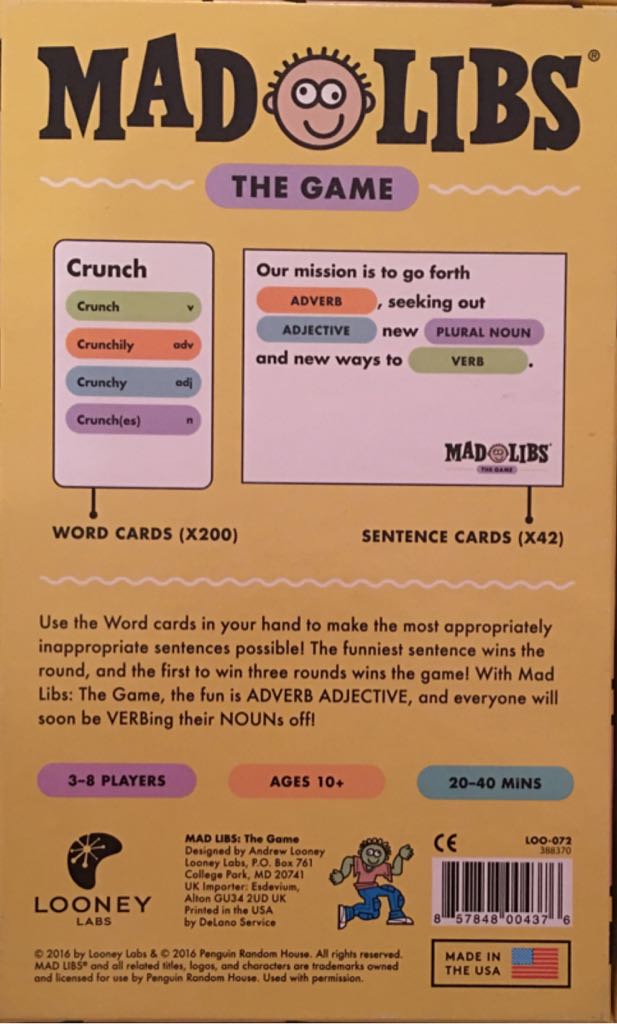 Mad Libs The Game  (3-8) board game collectible [Barcode 857848004376] - Main Image 2