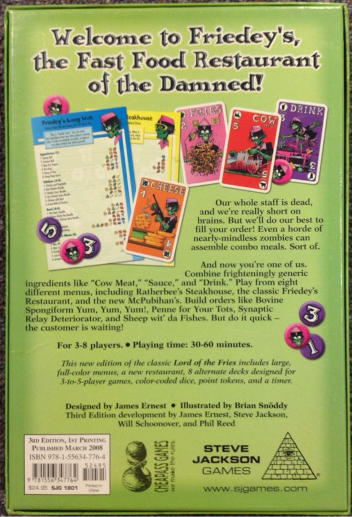 Lord Of The Fries  (3 - 8) board game collectible [Barcode 9781556347764] - Main Image 2