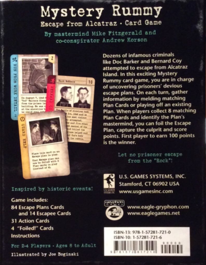 Mystery Rummy Escape From Alcatraz  (2-4) board game collectible [Barcode 9781572817210] - Main Image 2