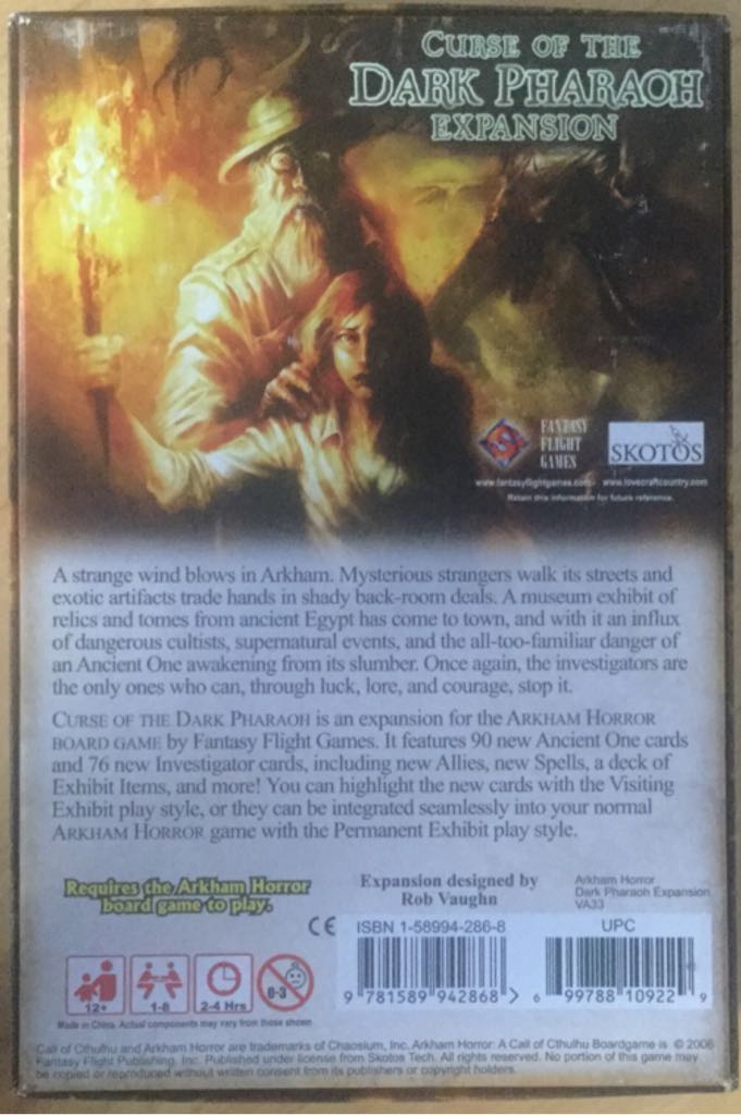 Arkham Horror Curse of the Dark Pharaoh Expansion Call of Cthulhu board game  (1-8) board game collectible [Barcode 9781589942868] - Main Image 2