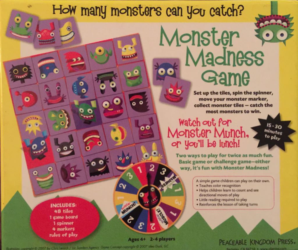 Monster Madness Game  (4) board game collectible [Barcode 9781593954956] - Main Image 2