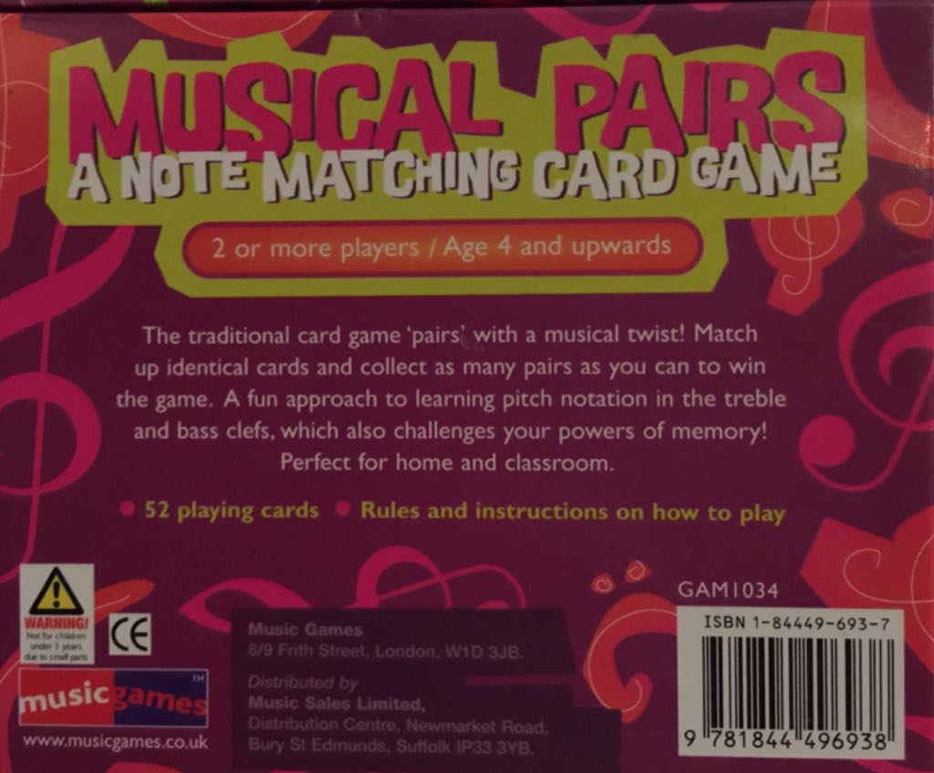 Musical Pairs  (6) board game collectible [Barcode 9781844496938] - Main Image 2