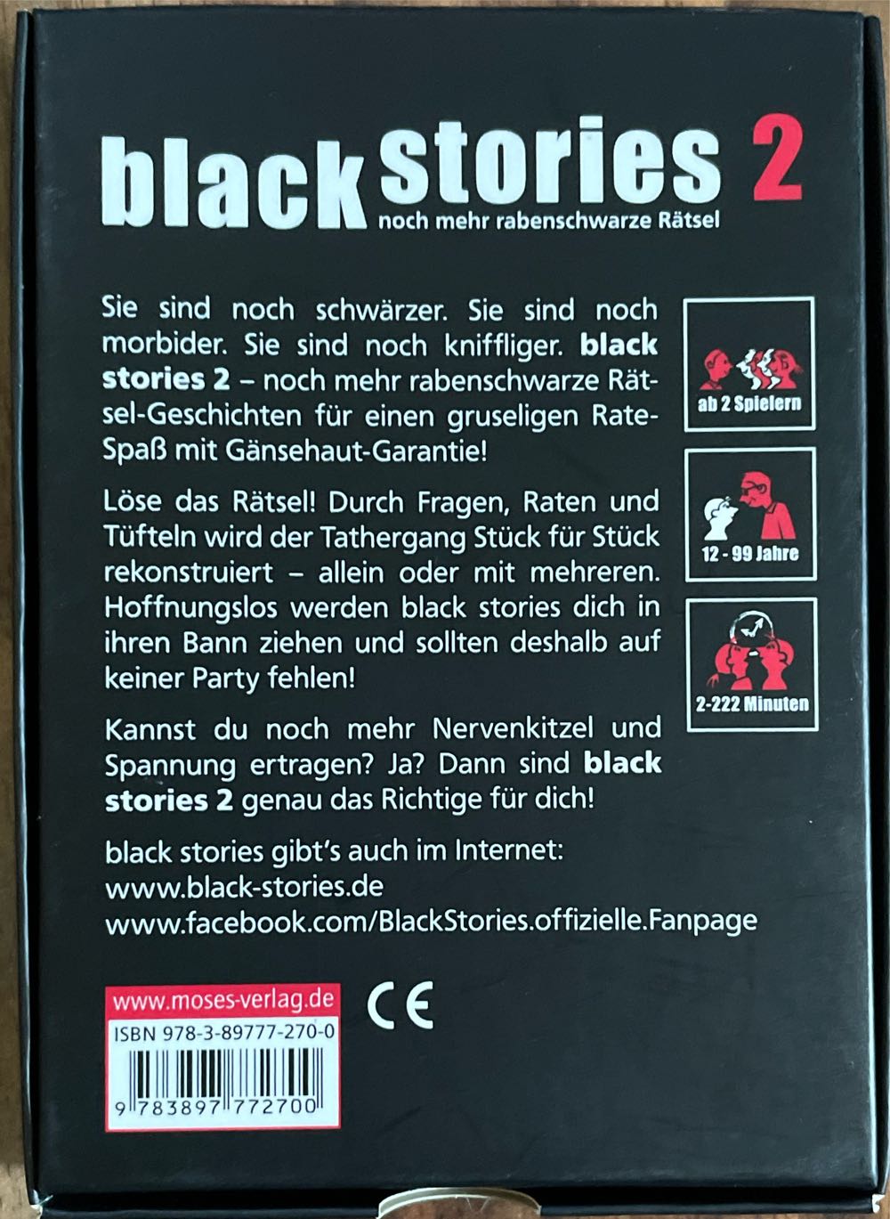 Black Stories 2 Noch mehr rabenschwarze RÃ¤tsel by Holger sch B 9783897772700  (2-99) board game collectible [Barcode 9783897772700] - Main Image 2