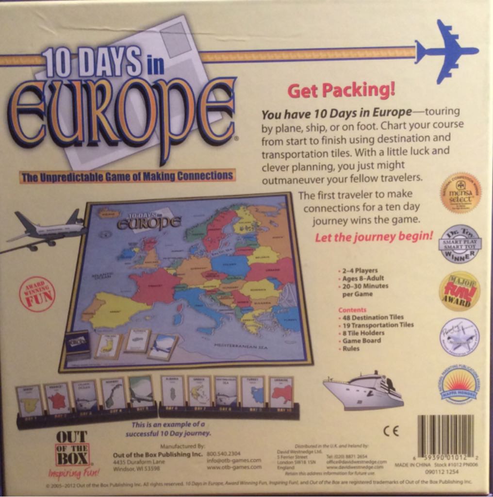 10 Days in Europe  (2-4) board game collectible - Main Image 2