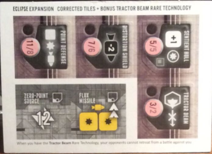 Eclipse: Expansion-Corrected Tiles+Bonus Tractor Beam Rare Technology  (2-6) board game collectible - Main Image 2