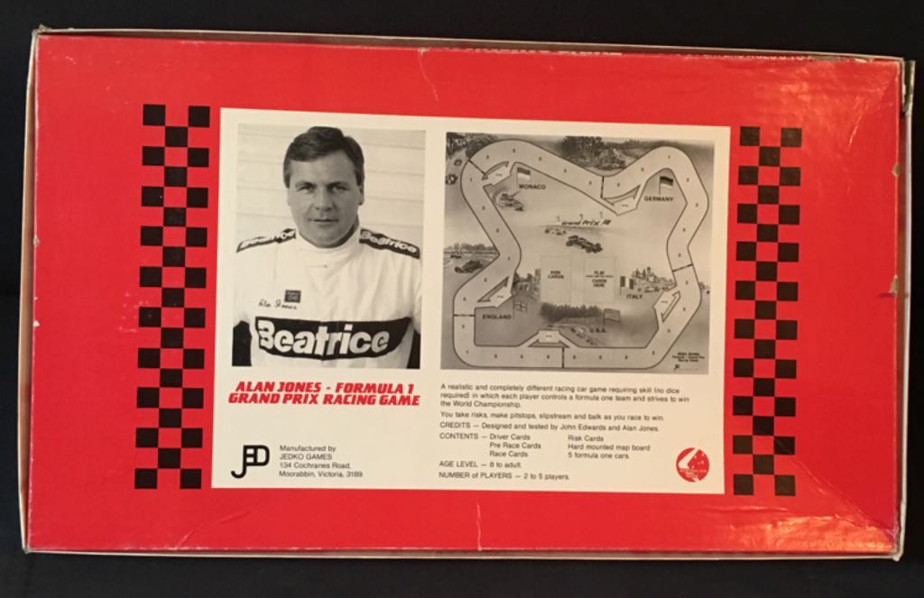 Alan Jones Formula 1 Grand Prix Racing Game  (2-5) board game collectible - Main Image 2