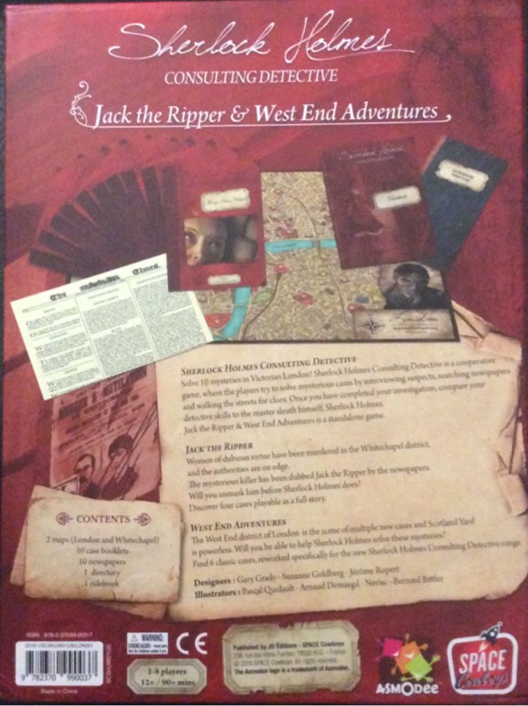 Sherlock Holmes Consulting Detective: Jack The Ripper And The West End Murders  (1-8) board game collectible - Main Image 2
