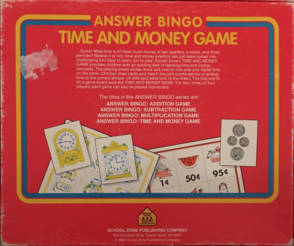 Answer Bingo : Time And Money Game  (1-4) board game collectible - Main Image 2
