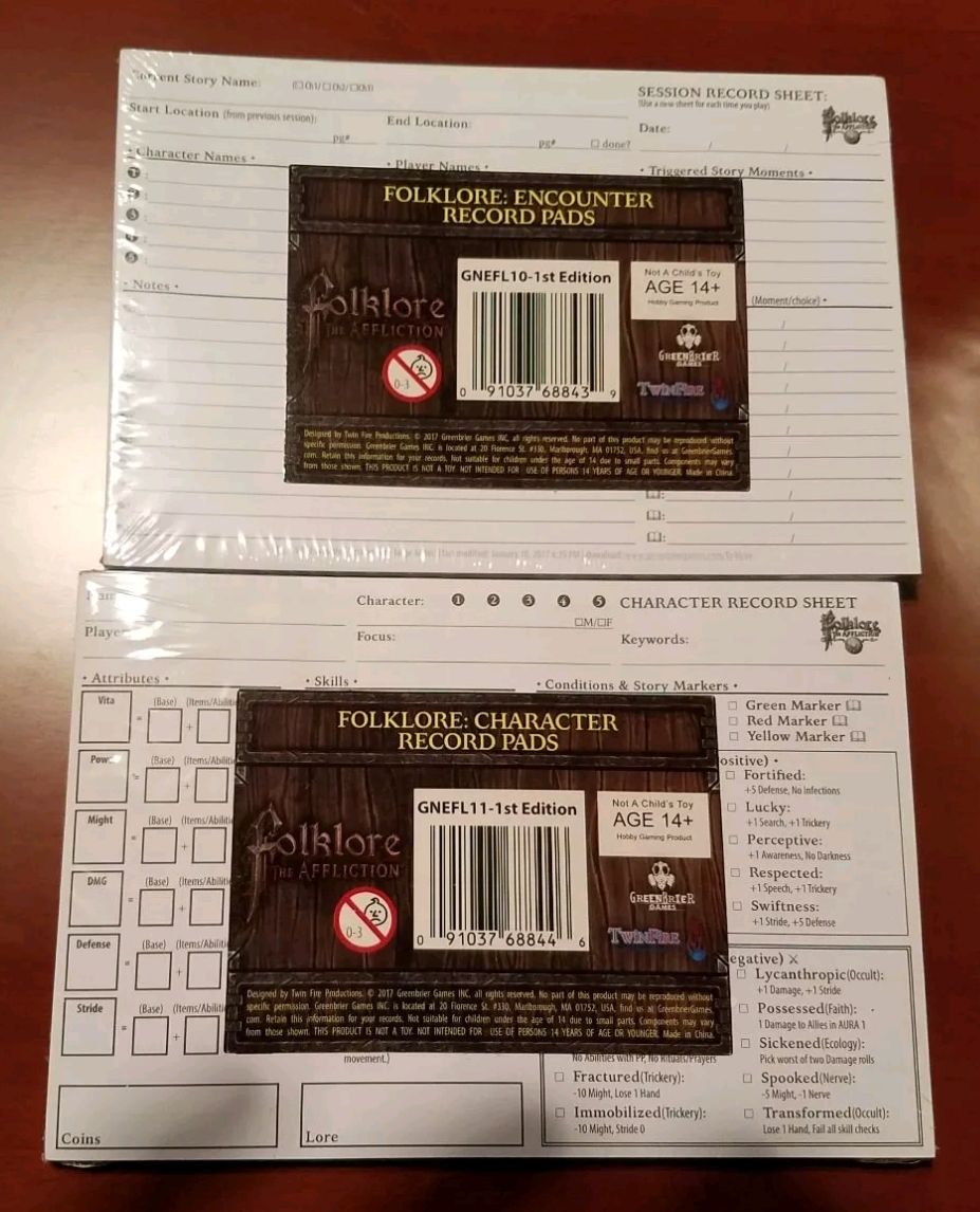 Folklore The Affliction: Mystery Box x2 (KS Exclusive) & Record Pads  (1-5) board game collectible - Main Image 2