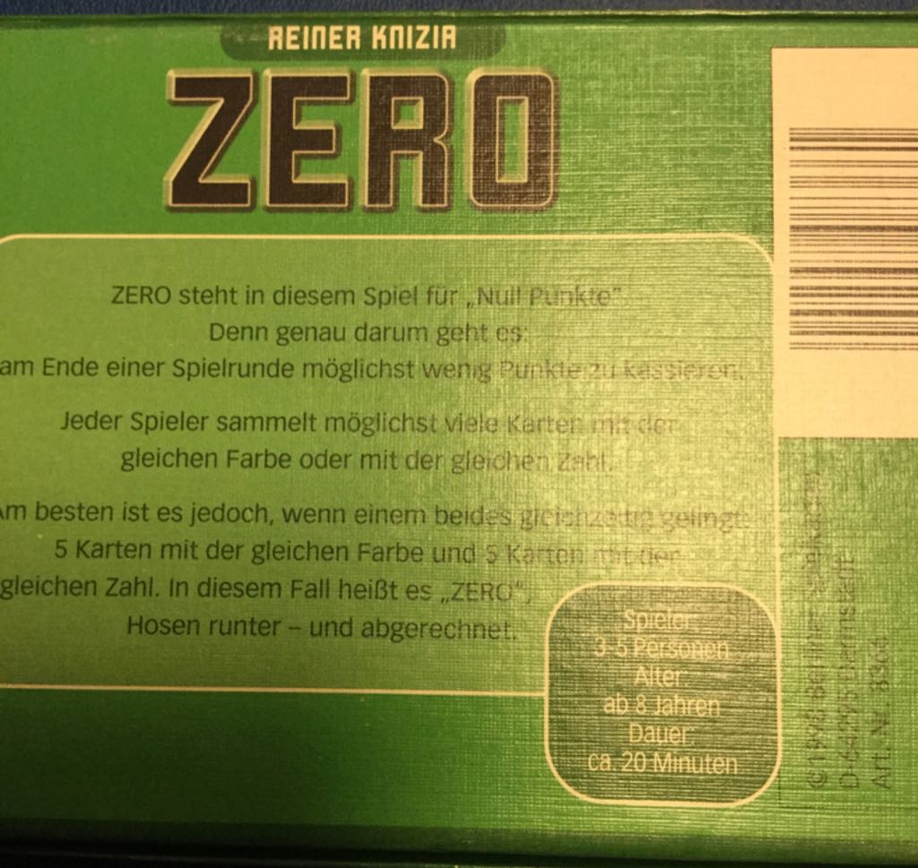 Zero  board game collectible [Barcode 4002558083661] - Main Image 2
