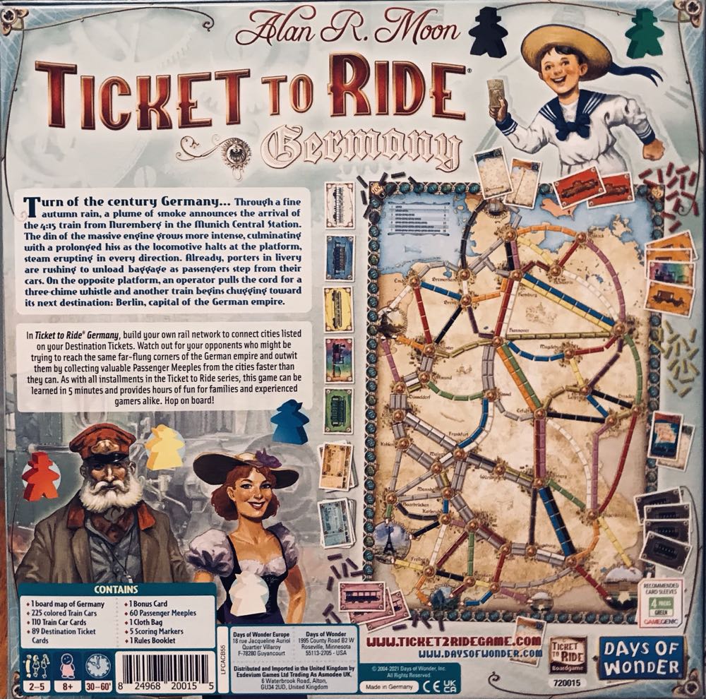 Ticket to Ride: Germany  (2-5) board game collectible [Barcode 824968200155] - Main Image 2