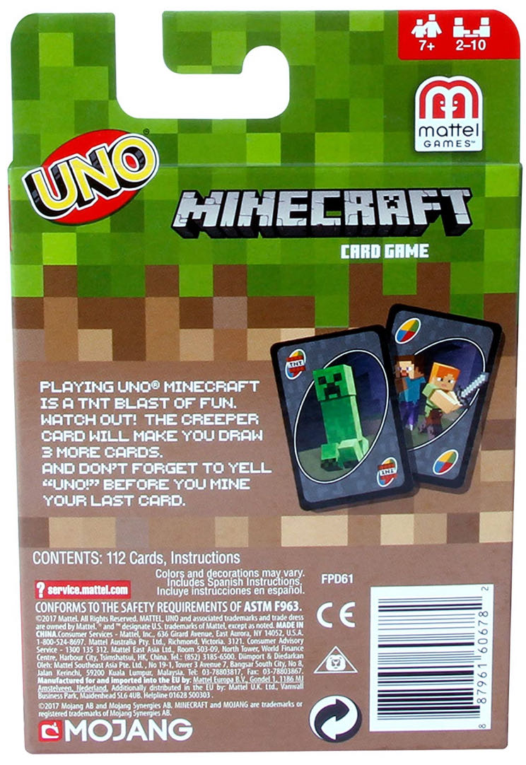 Uno: Minecraft  (2-10) board game collectible [Barcode 887961606782] - Main Image 2