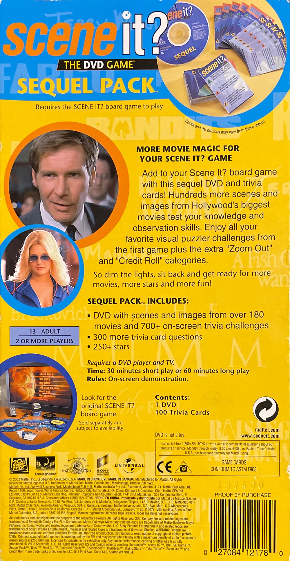 Scene It? Movie Edition Sequel Pack  (2+) board game collectible [Barcode 027084121780] - Main Image 2