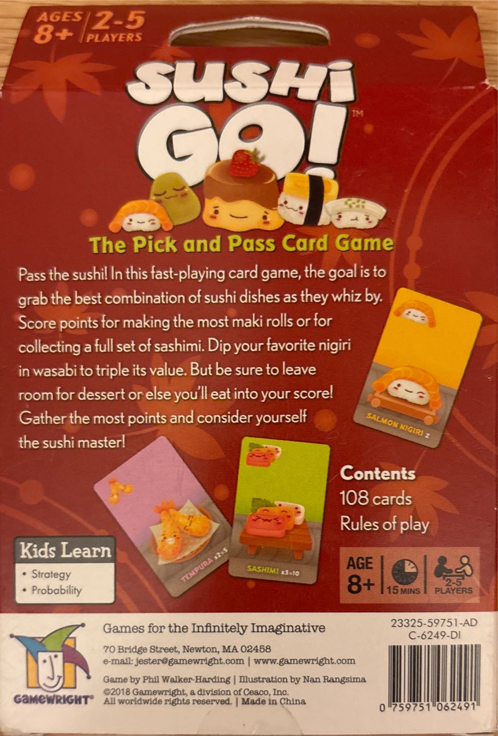Sushi Go - Cardboard Box   (2-5) board game collectible [Barcode 759751062491] - Main Image 2