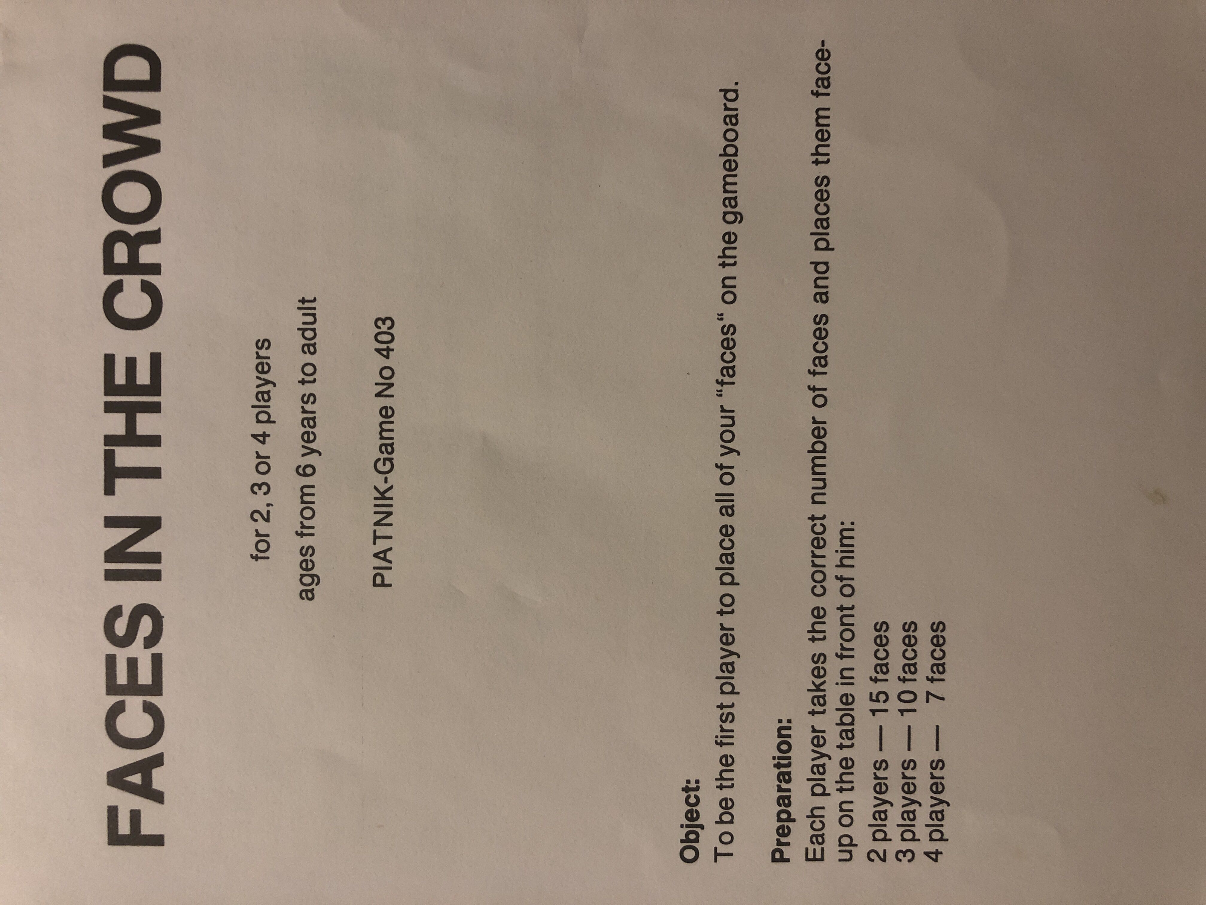 Faces In The Crowd  (2 To 4) board game collectible - Main Image 2