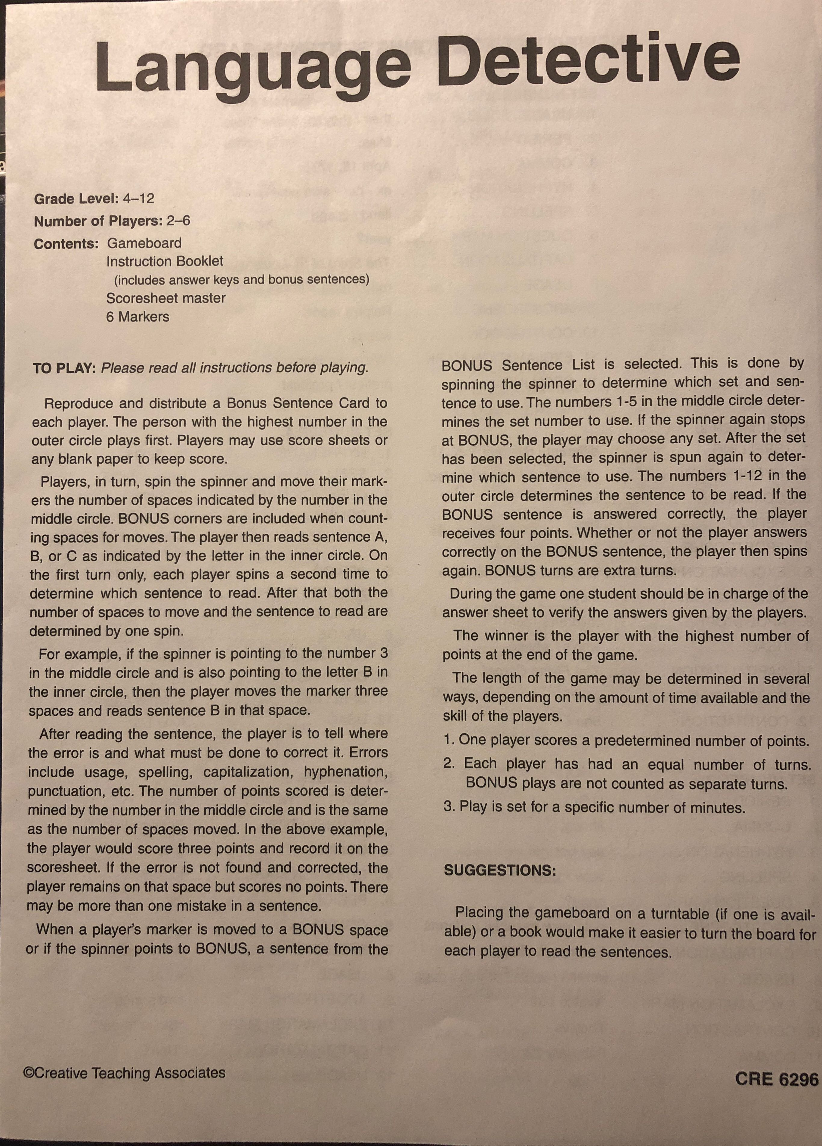 Language Detective  (2 To 6) board game collectible - Main Image 3