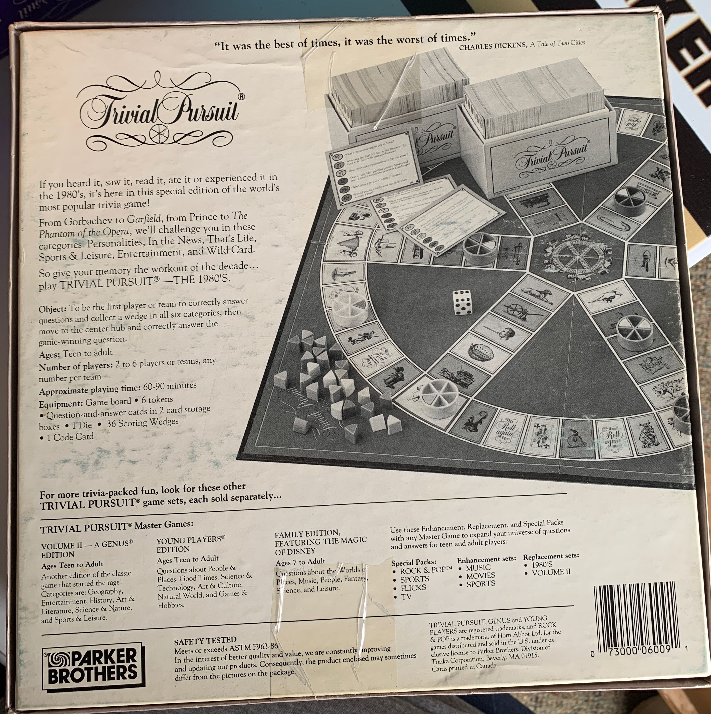 Trivial Pursuit: 1980’s Master Game  (2-6 Or Teams) board game collectible [Barcode 073000060091] - Main Image 2