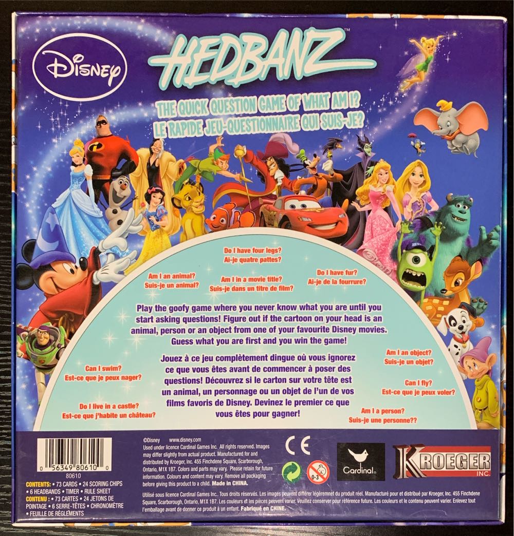 Hedbanz: Disney  board game collectible [Barcode 056349806100] - Main Image 2