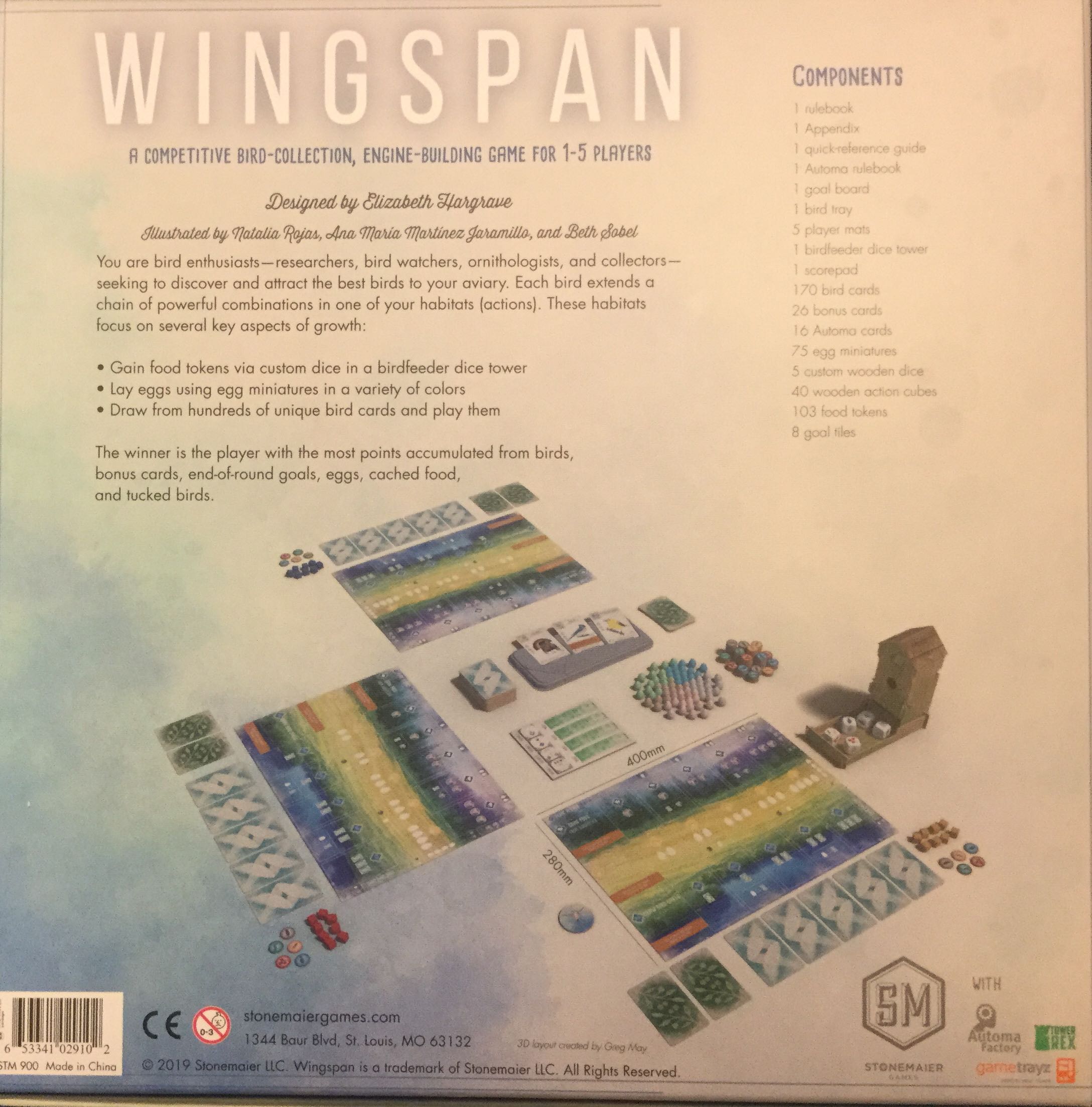 Wingspan Base Game  (1 - 5) board game collectible [Barcode 653341029102] - Main Image 2